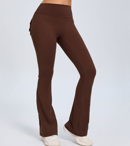 Yoga Fitness Flared Pants With Pockets Ins Fashion Slim High Waist Sports Trousers  Scrunch Butt Booty Workout Lifting Leggings-3