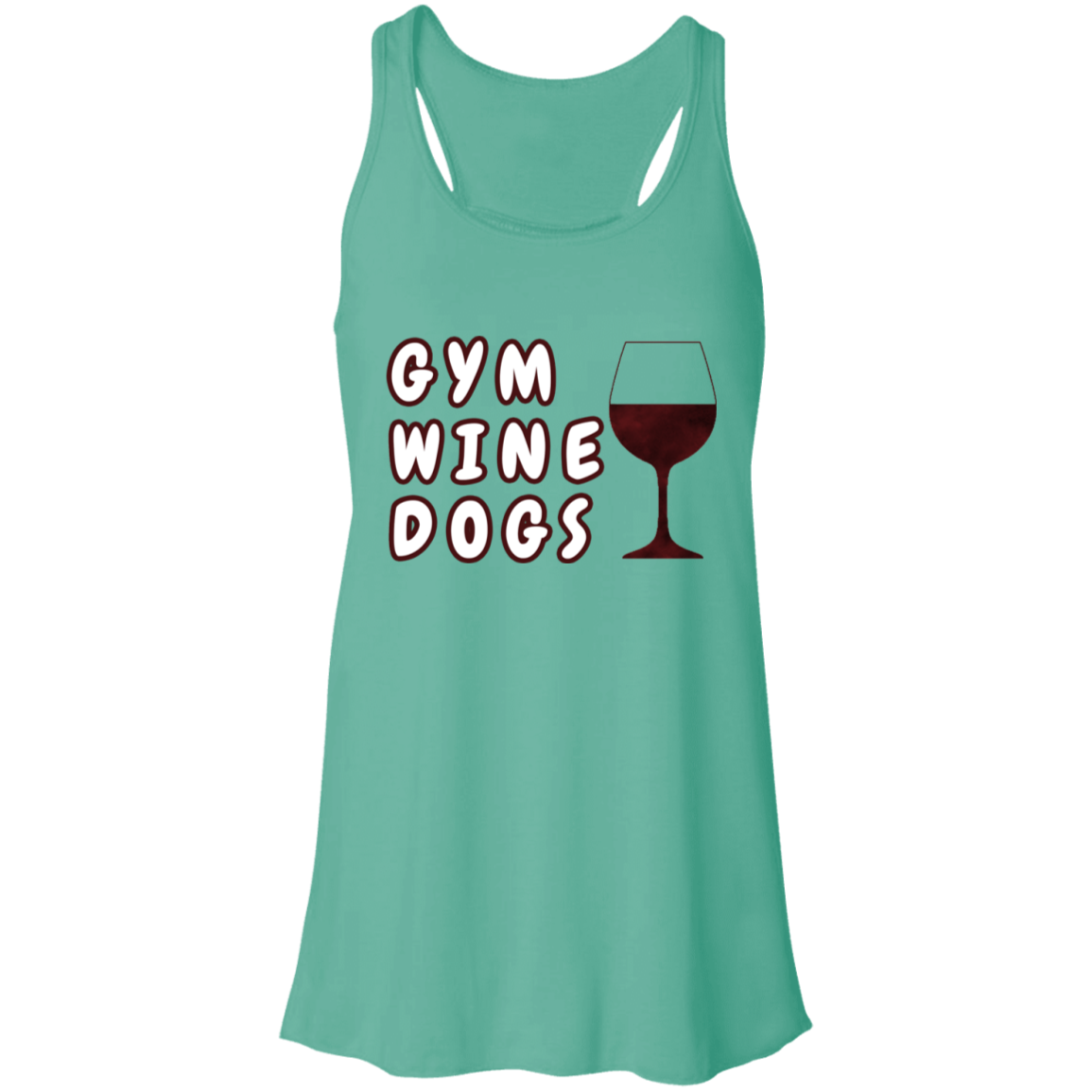Flowy Racerback Tank Gym, Wine, Dogs