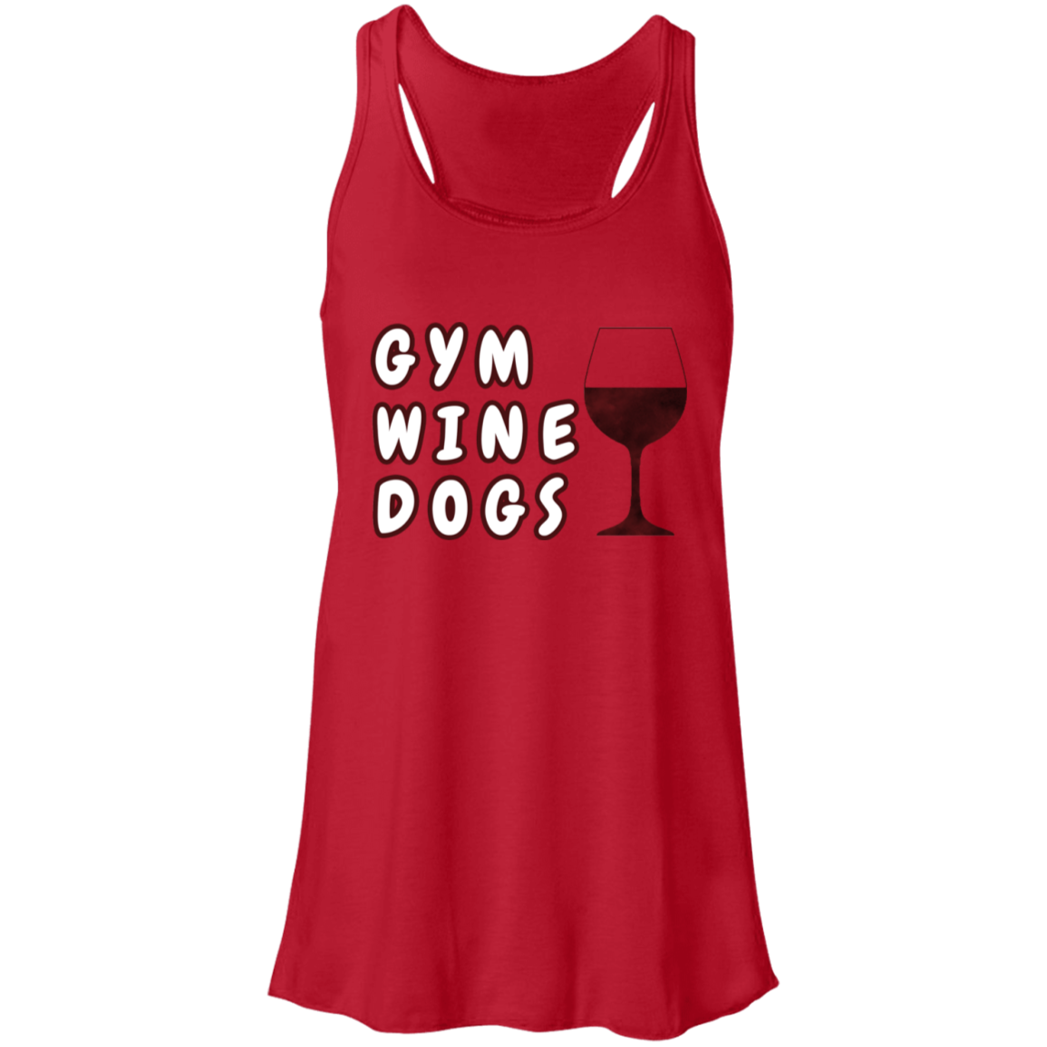 Flowy Racerback Tank Gym, Wine, Dogs
