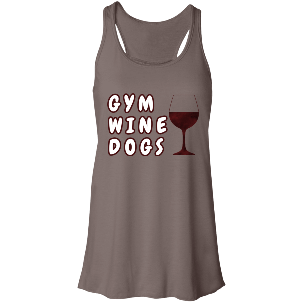 Flowy Racerback Tank Gym, Wine, Dogs