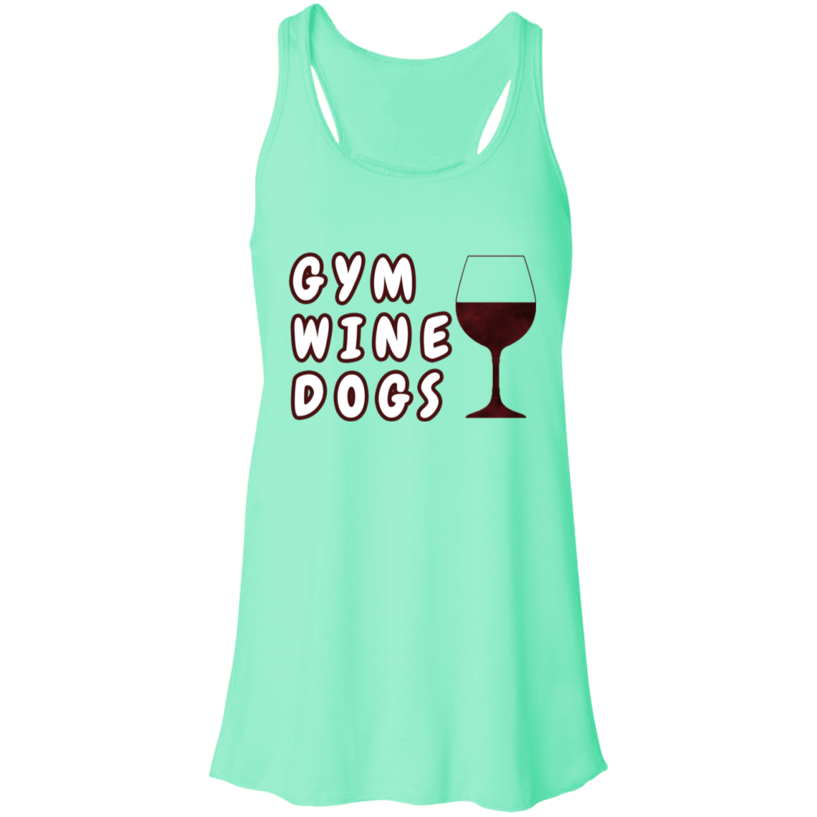Flowy Racerback Tank Gym, Wine, Dogs