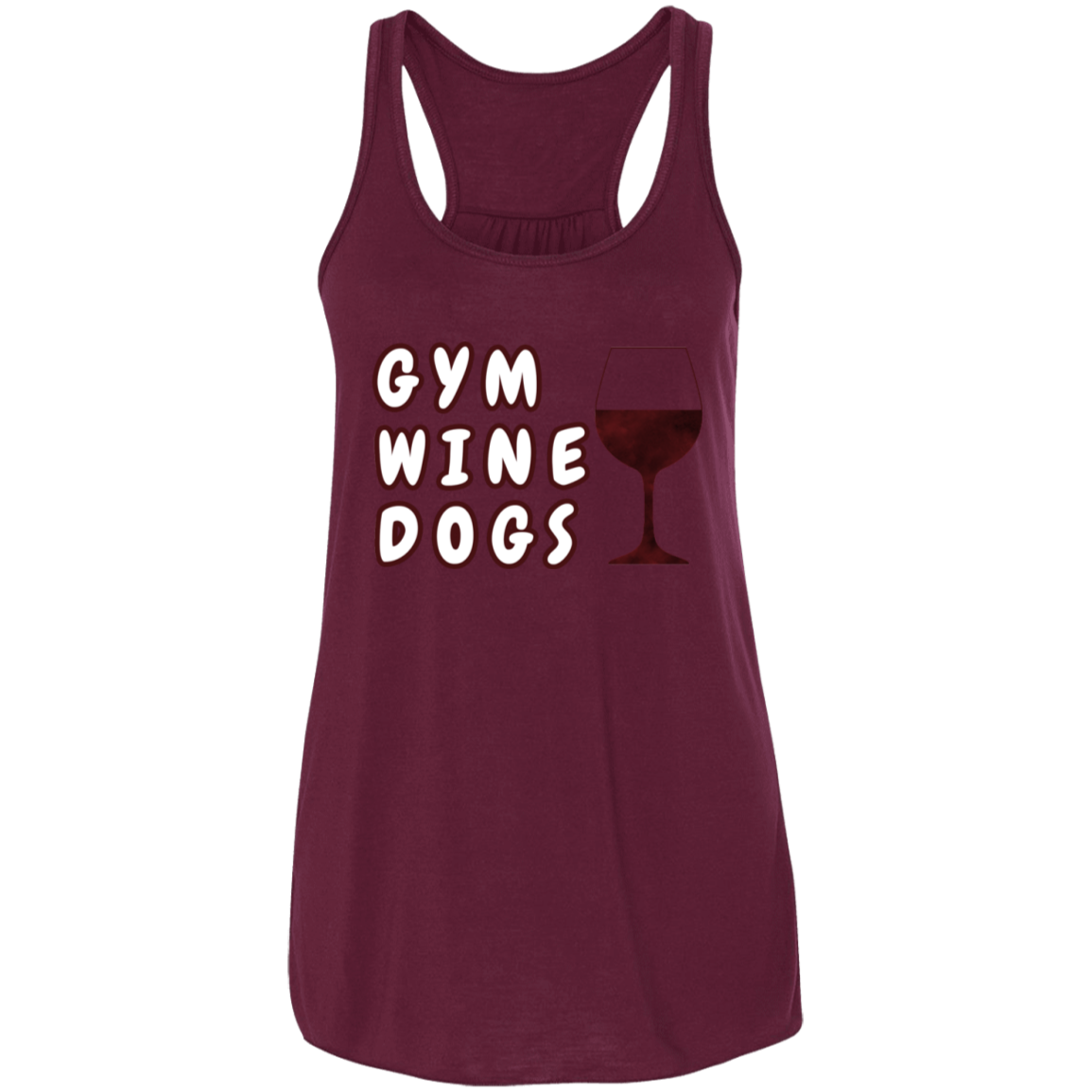 Flowy Racerback Tank Gym, Wine, Dogs