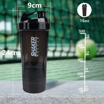 3 Layers Shaker Protein Bottle Powder Shake Cup Water Bottle Plastic Mixing Cup Body Building Exercise Bottle Coffeeware