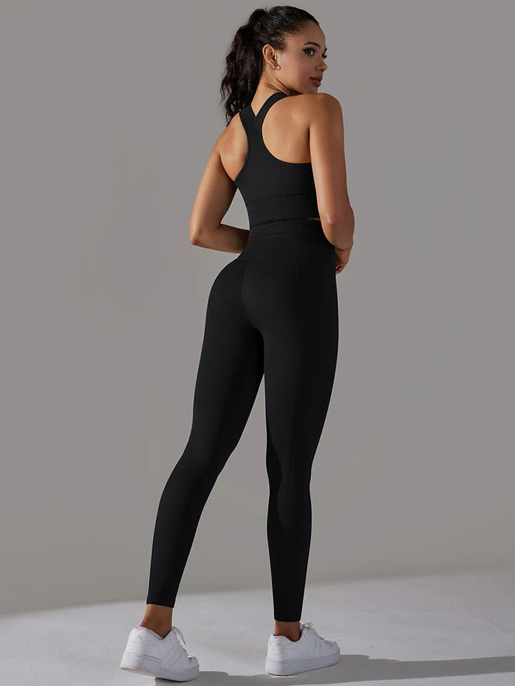 Seamless Yoga Set Women Gym Set Workout Clothes 2pcs Running Fitness Suit Sports Bra Top And High Waist Leggings Pant Sportswear