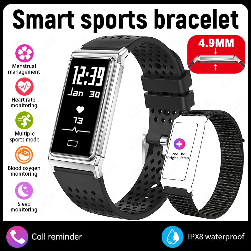 LIGE New Sport Fitness Tracker Smart Bracelet Pedometer Band Men Women Heart Rate Sleep Monitor Call Reminder Waterproof Watch