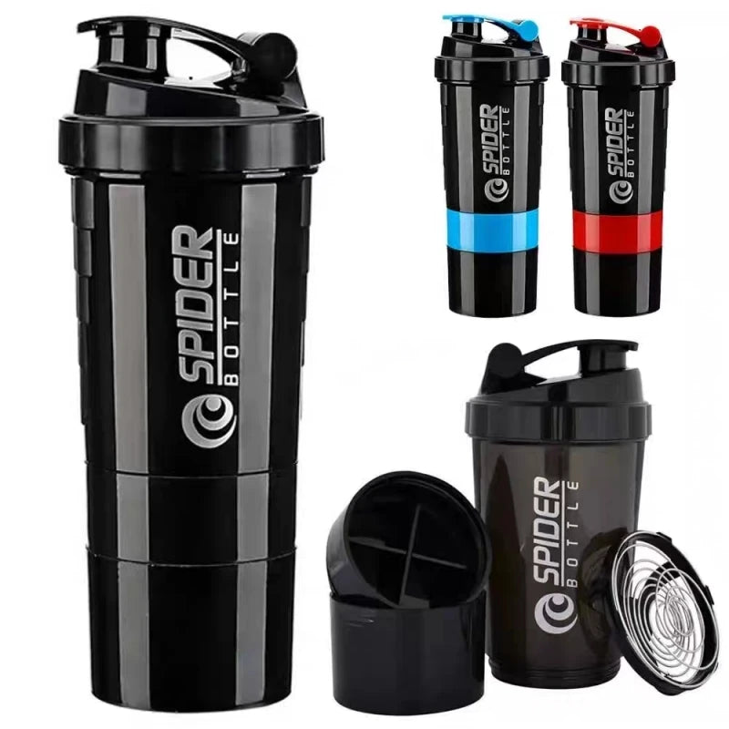 3 Layers Shaker Protein Bottle Powder Shake Cup Water Bottle Plastic Mixing Cup Body Building Exercise Bottle Coffeeware