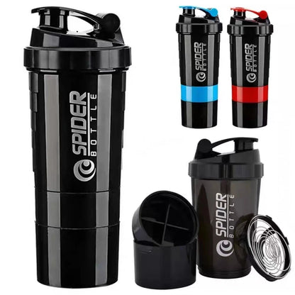 3 Layers Shaker Protein Bottle Powder Shake Cup Water Bottle Plastic Mixing Cup Body Building Exercise Bottle Coffeeware