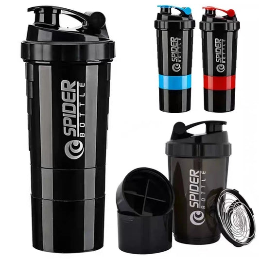 3 Layers Shaker Protein Bottle Powder Shake Cup Water Bottle Plastic Mixing Cup Body Building Exercise Bottle Coffeeware