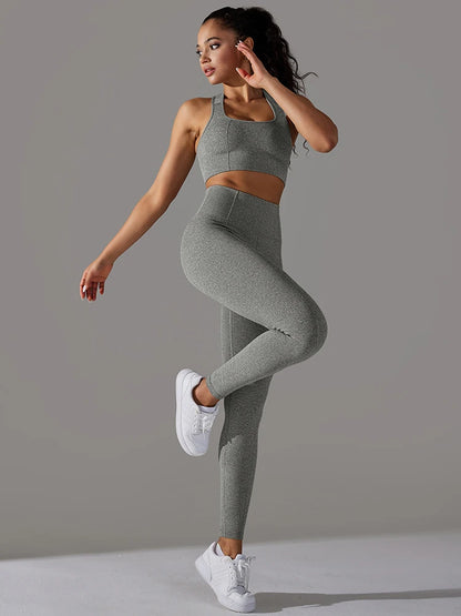 Seamless Yoga Set Women Gym Set Workout Clothes 2pcs Running Fitness Suit Sports Bra Top And High Waist Leggings Pant Sportswear