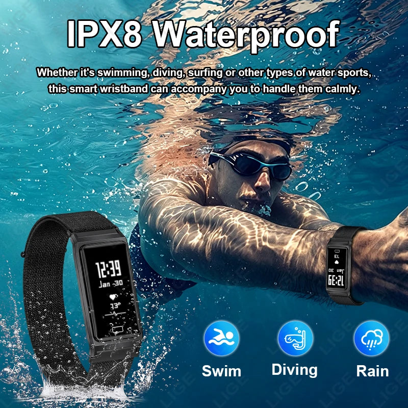 LIGE New Sport Fitness Tracker Smart Bracelet Pedometer Band Men Women Heart Rate Sleep Monitor Call Reminder Waterproof Watch