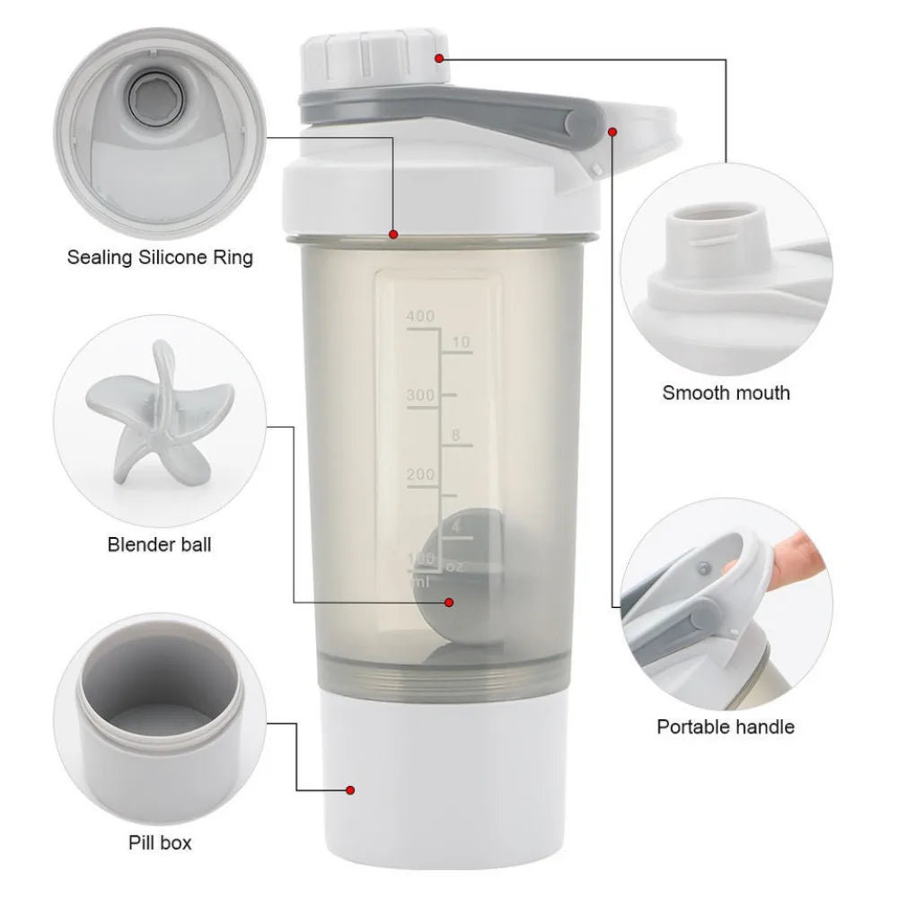 400ml Shaker Bottle Leak Proof Sports Shaker Cups for Protein Shakes Shaker Bottle for Pre Workout and Travel To Go