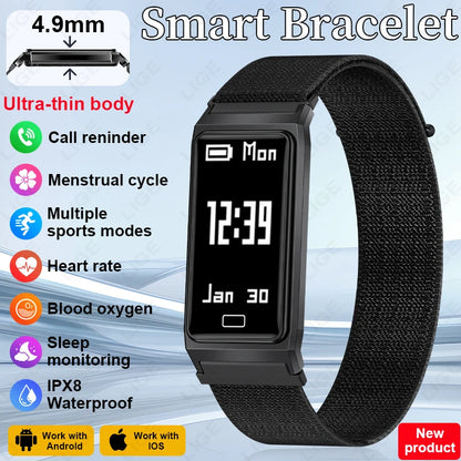 LIGE New Sport Fitness Tracker Smart Bracelet Pedometer Band Men Women Heart Rate Sleep Monitor Call Reminder Waterproof Watch