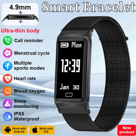 LIGE New Sport Fitness Tracker Smart Bracelet Pedometer Band Men Women Heart Rate Sleep Monitor Call Reminder Waterproof Watch