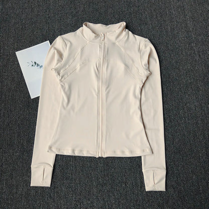 Women's Stand Collar Workout Jacket, Slim Fit Training Coat for Running & Yoga, Lightweight Fitness Zip Up