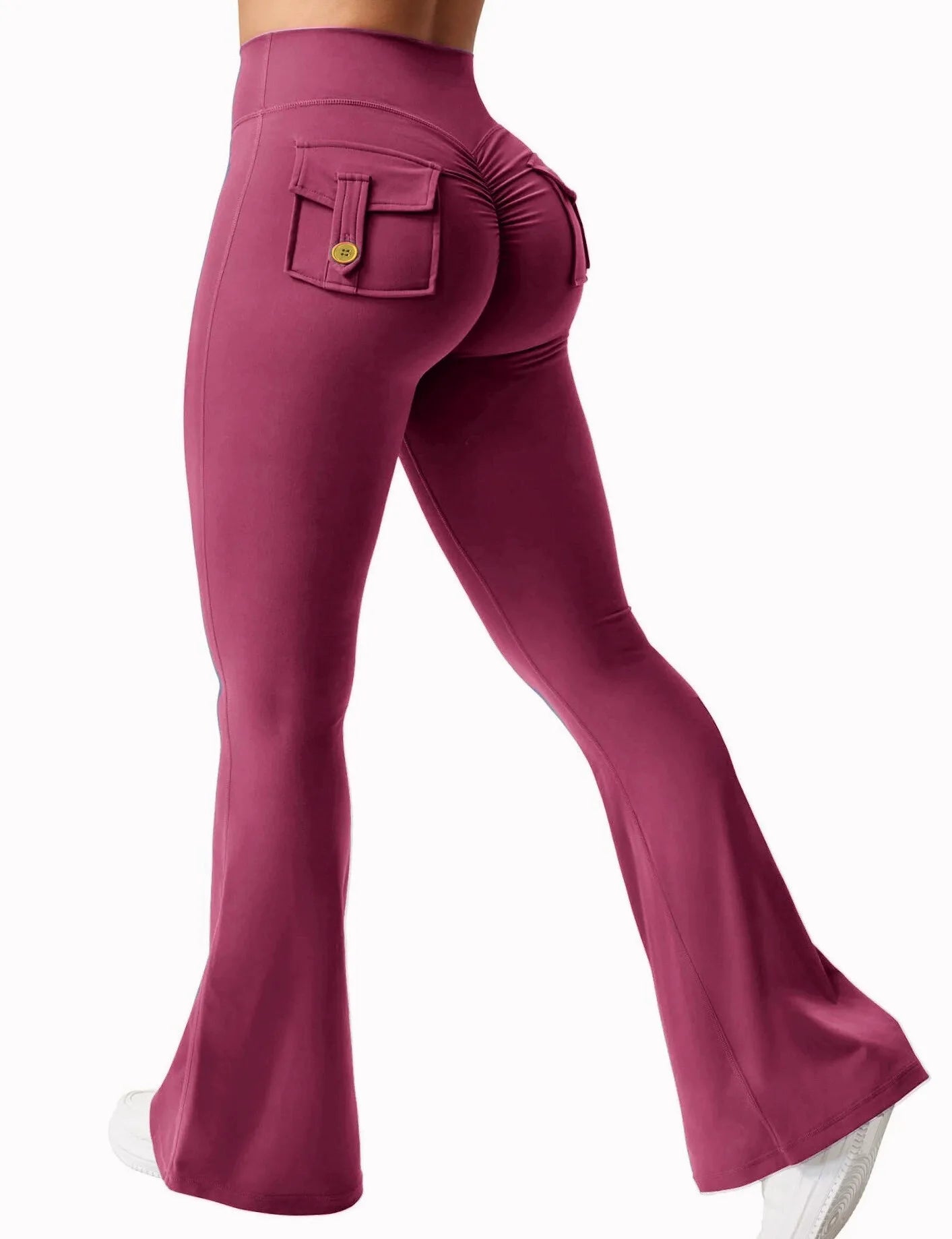Fitness Yoga Leggings for Women Button Pocket Gym Leggings High Waist Butt Liftting Tights Leggins