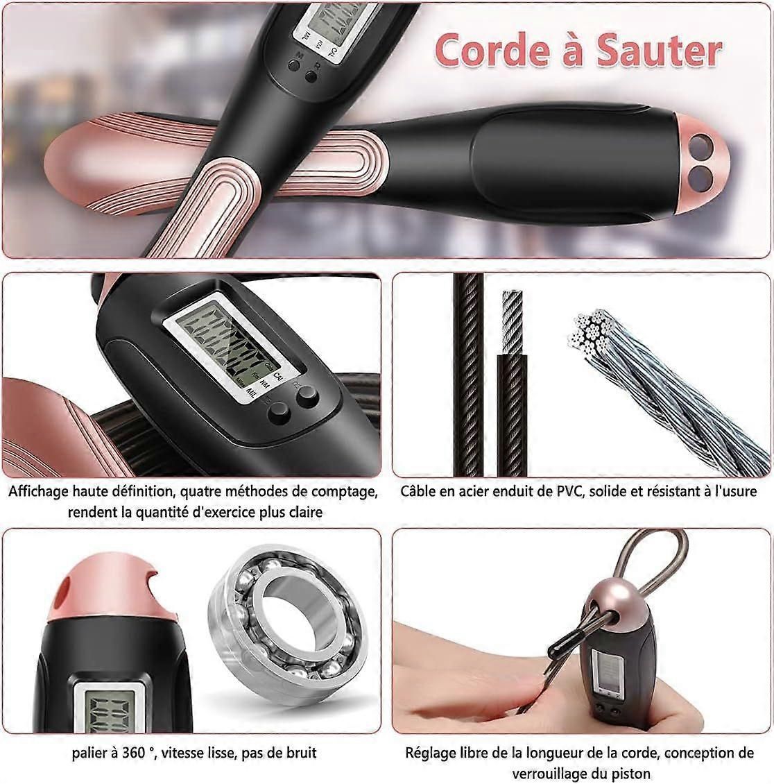 Jump Rope, Adjustable Speed Jump Rope with Calorie Counter and Timer, Counter Crossfit Jump Rope for Fitness, Sport, Boxing (Wired + Wireless)