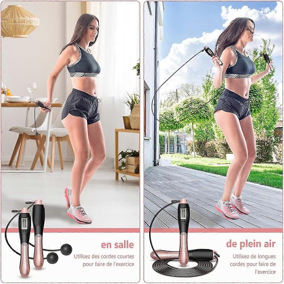Jump Rope, Adjustable Speed Jump Rope with Calorie Counter and Timer, Counter Crossfit Jump Rope for Fitness, Sport, Boxing (Wired + Wireless)