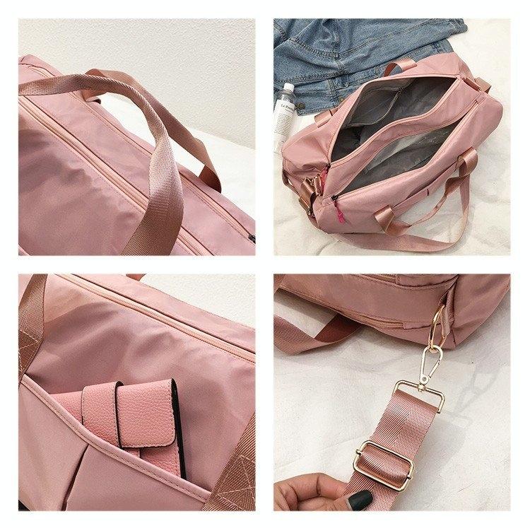 NNEDSZ Yoga and Sports Gym Bag - Lightweight Nylon - Pink