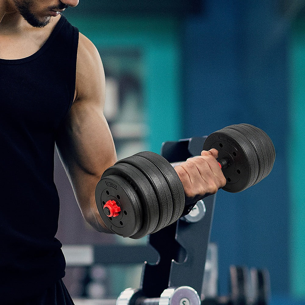 NNEDSZ 40kg Adjustable Rubber Dumbbell Set Barbell Home GYM Exercise Weights