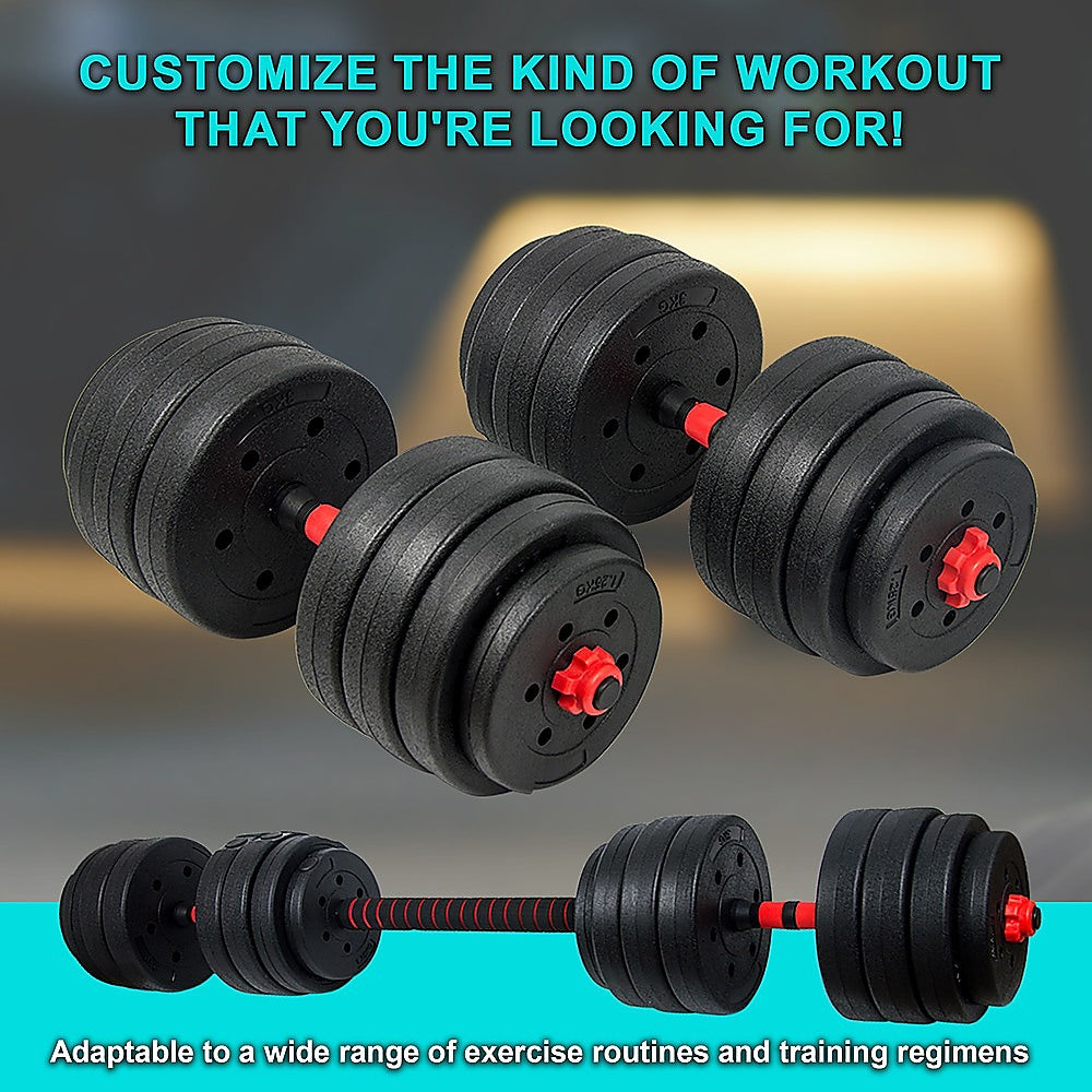 NNEDSZ 40kg Adjustable Rubber Dumbbell Set Barbell Home GYM Exercise Weights